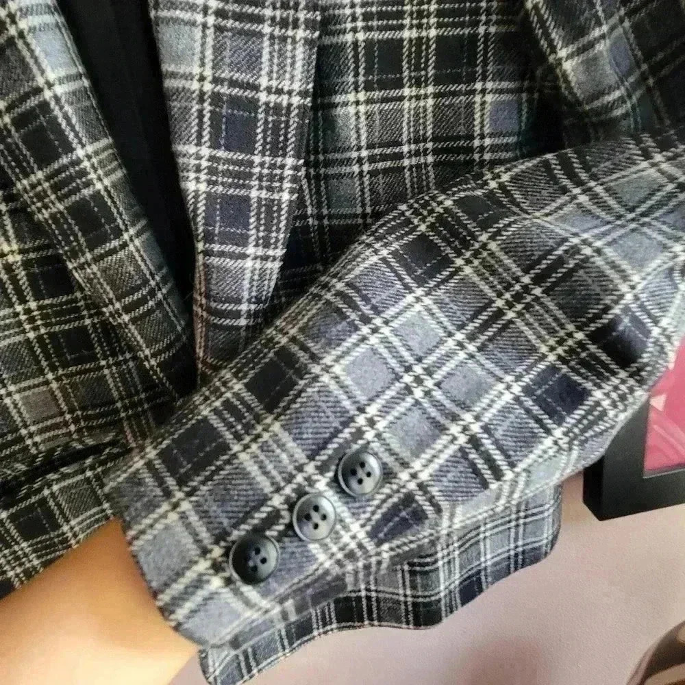 Vintage Pendleton 100% Virgin Wool Plaid Blazer Grey/Black Medium  1964-80's - Picture 8 of 8